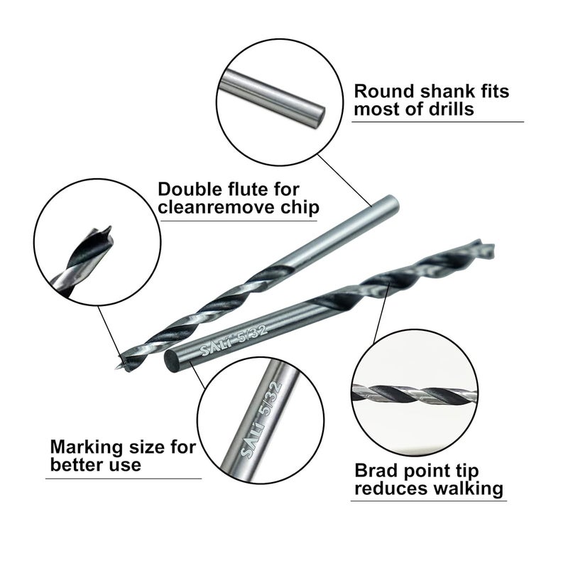 SALI 13PCS Brad Point Wood Drill Bit Set Carbon Steel Wood Drill Bit Set for Hardwood, Plywood, Plastic Round Holes in All Types of Wood Extra Long 11 Inch - Image 3